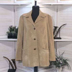 Vintage 70s tan light beige soft corduroy western art coat jacket blazer sz L